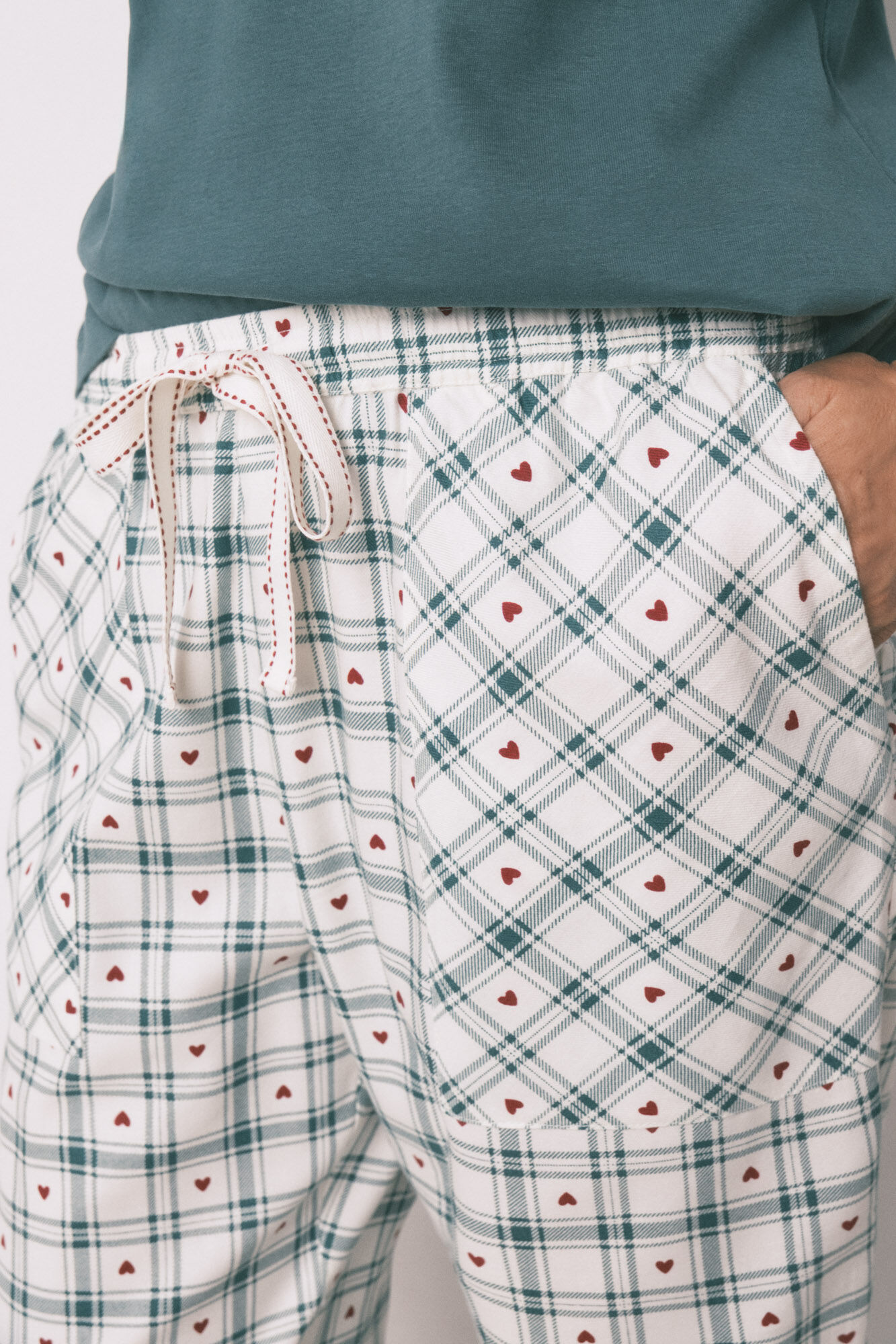 Women'secret Pantal&oacute;n largo franela estampado cuadros verde