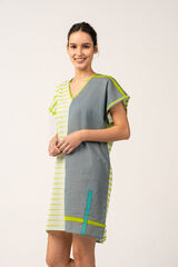 Abbacino Vestido playero de mujer de algod&oacute;n con estampado geom&eacute;trico verde