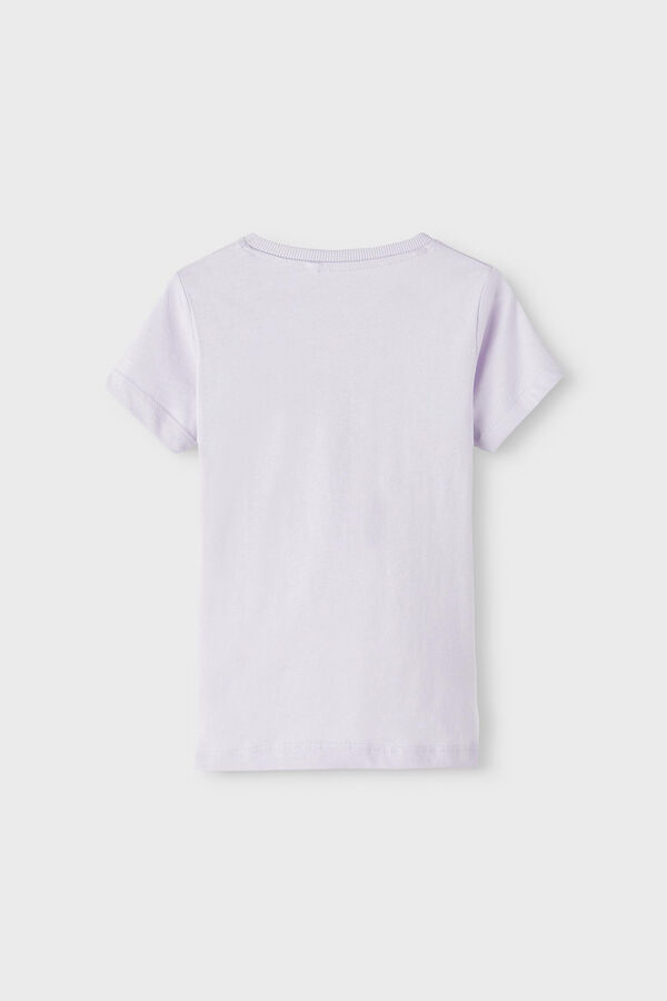 Womensecret T-shirt de menina de manga curta com divertido estampado frontal com purpurinas branco