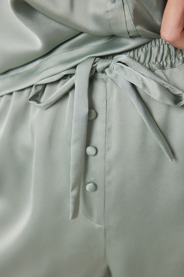 Women'secret Pijama longo de chiffon verde verde