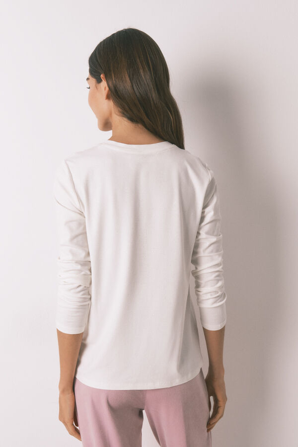 Women'secret T-shirt de viscose branca brilhante de manga bege