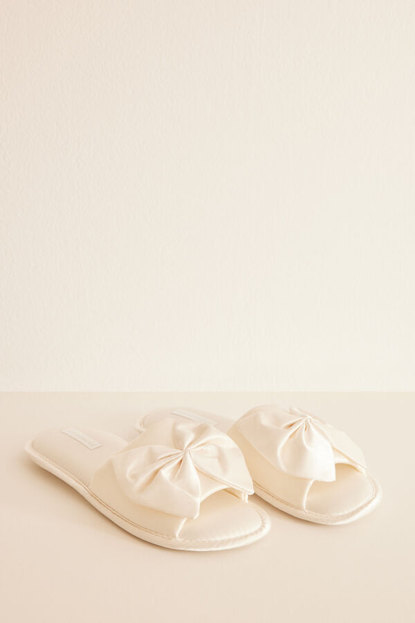 Women'secret Zapatillas casa lazo blancas blanco