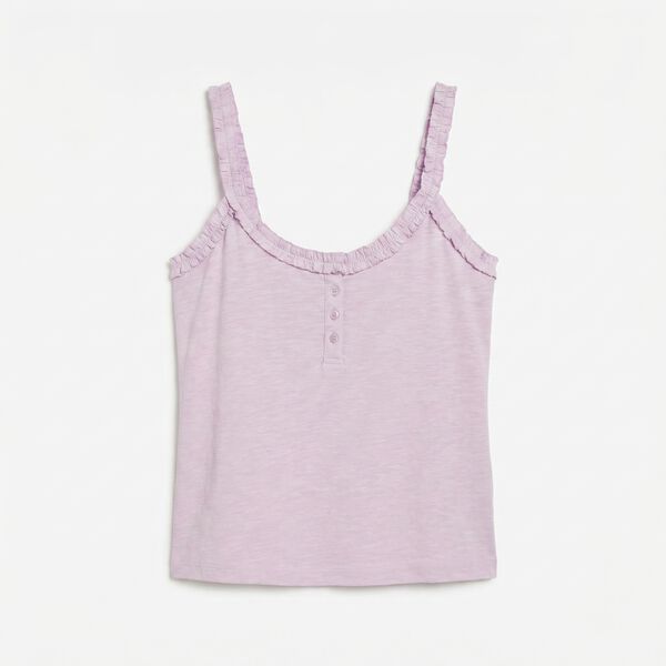 Women'secret T-shirt al&ccedil;as com folhos em algod&atilde;o rosa rosa