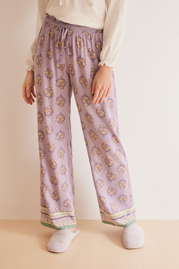 Women'secret Pantal&oacute;n pijama largo viscosa flores estampado
