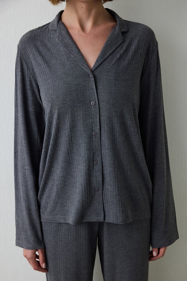 Penti Conjunto de camiseta y pantal&oacute;n gris liso con canal&eacute; gris