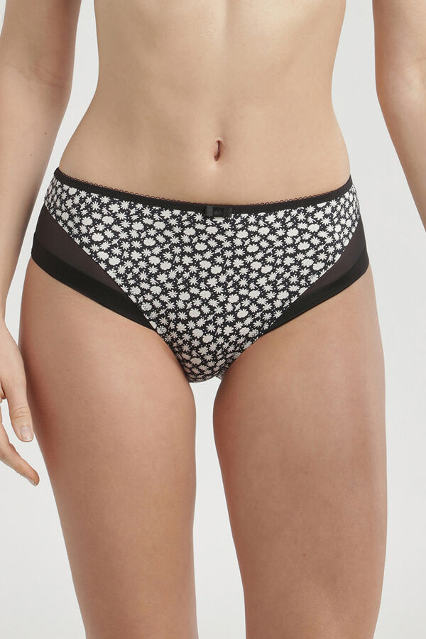 DIM Braga cl&aacute;sica de suave microfibra y detalles en malla negro