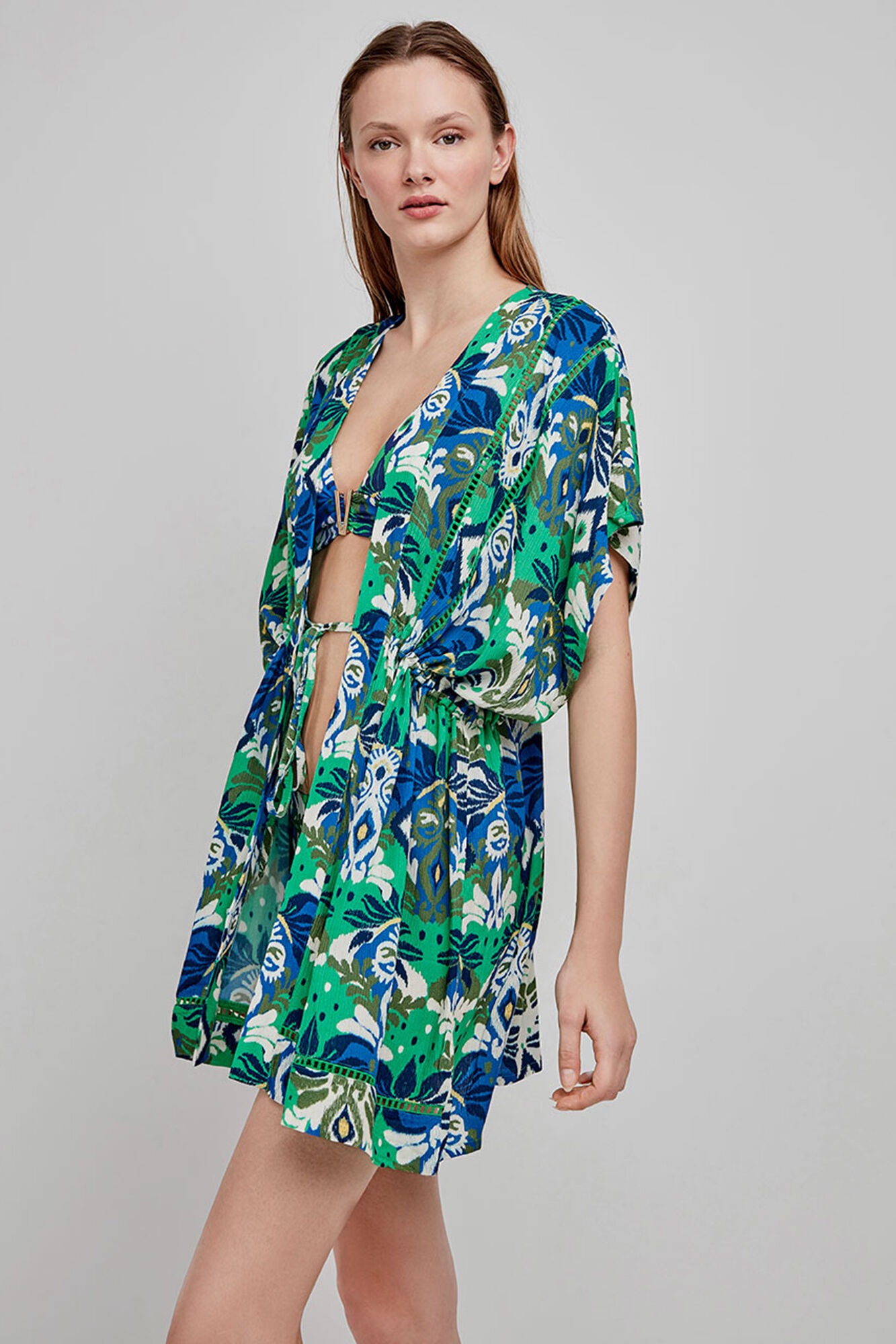 Gisela Caftan curto estampado