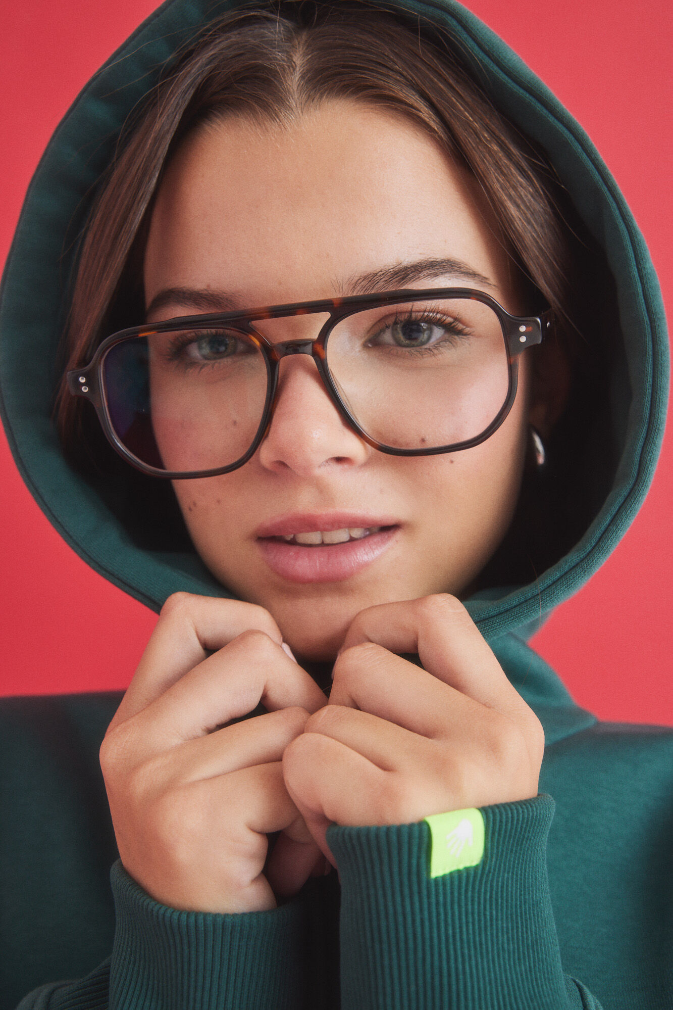 HI&BYE Sweatshirt capuz felpa verde logo