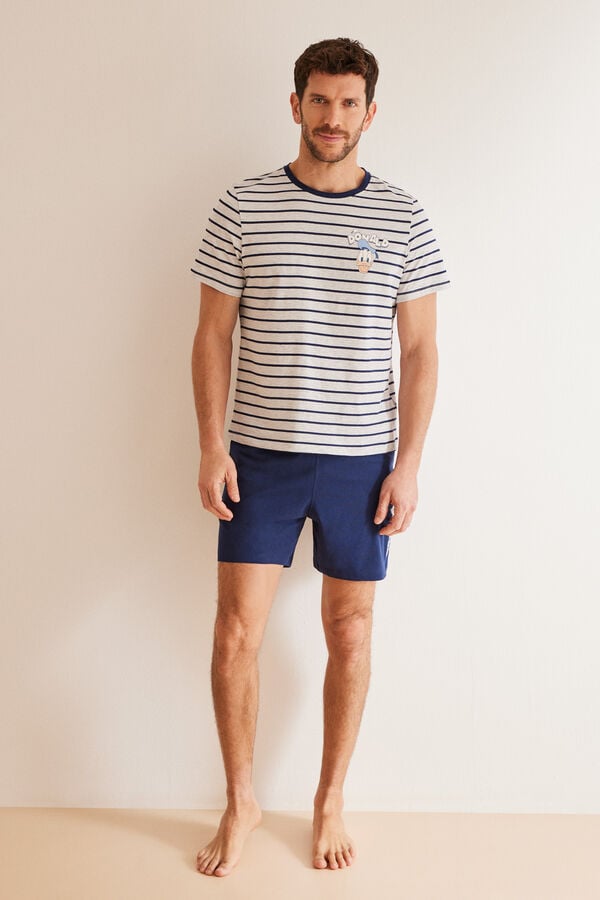 Women'secret Pijama corto hombre 100% algod&oacute;n Pato Donald azul