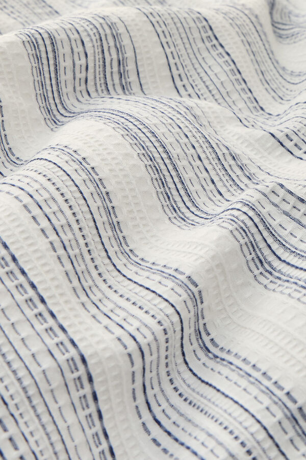 Textura Funda n&oacute;rdica algod&oacute;n tejido rayas azul