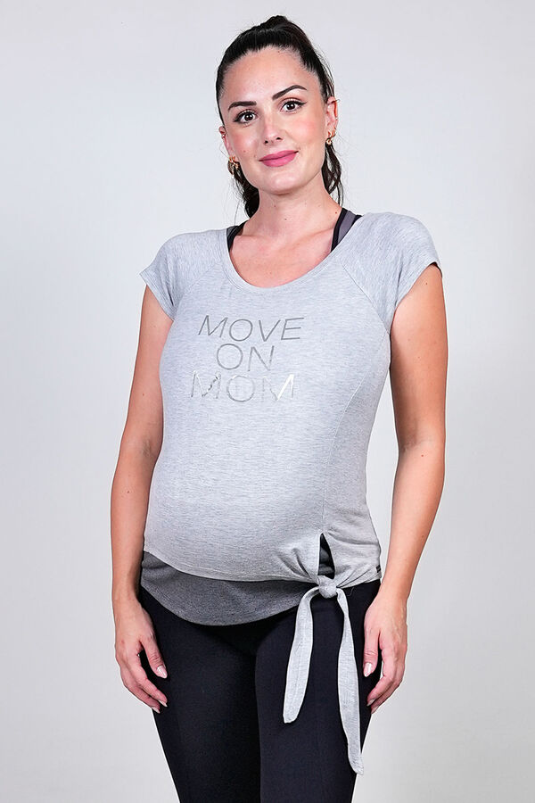 Womensecret Camiseta maternity lactancia deportiva con nudo gris