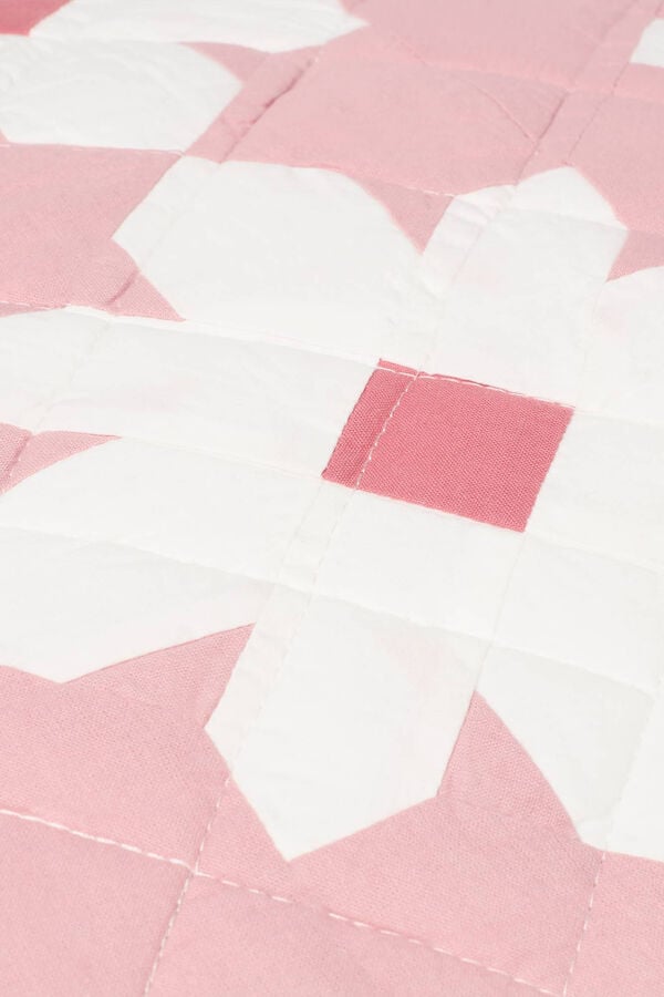 Funda cojín patchwork flores rosa 55x55