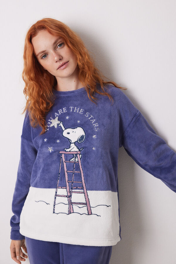 Women'secret Pijama comprido polar Snoopy azul