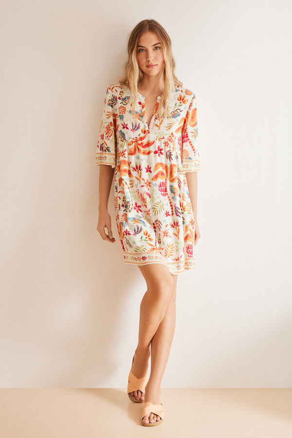 Women'secret Vestido camisola viscosa tropical estampado