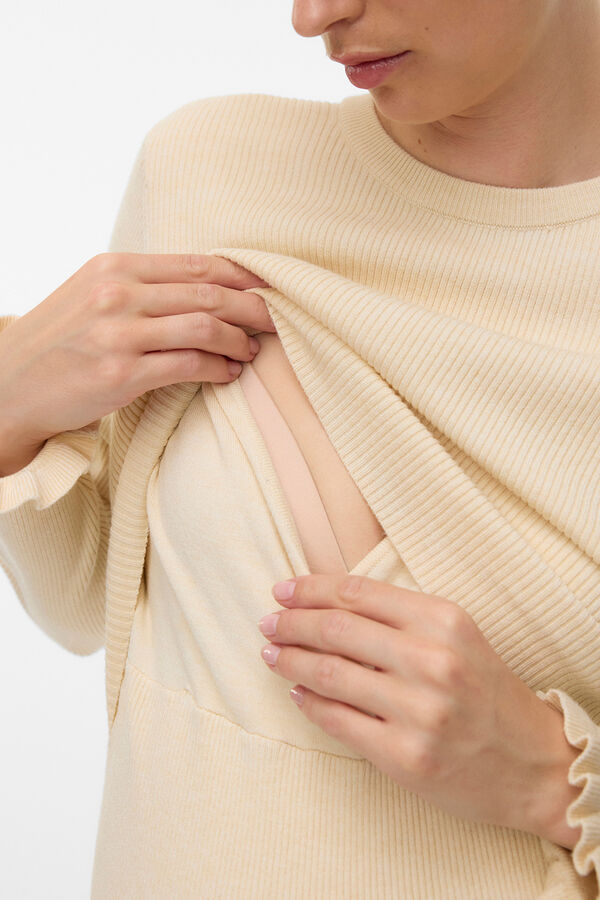 Mamalicious Top de punto maternity y lactancia beige