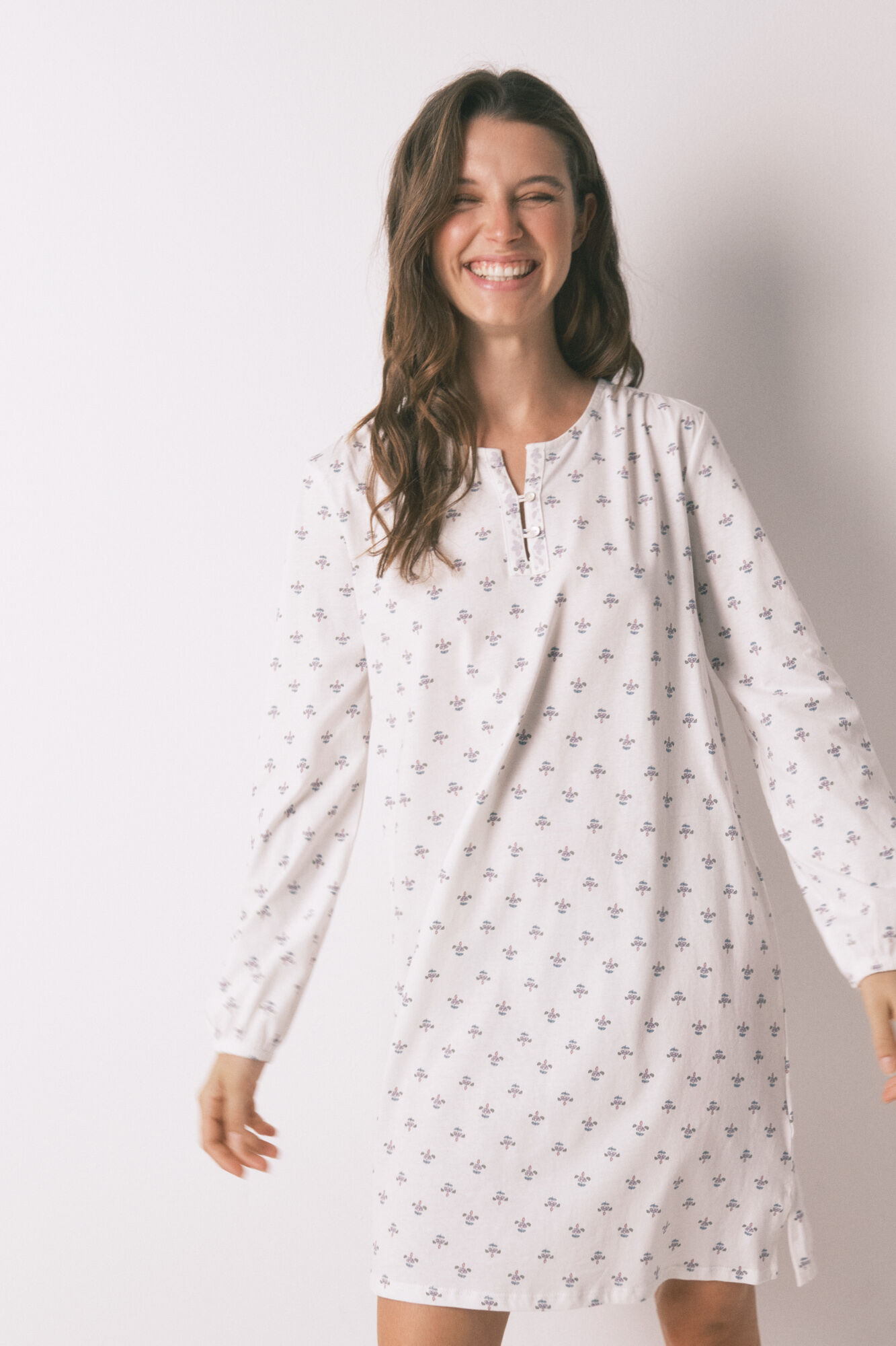 Women'secret Camis&oacute;n manga larga 100% algod&oacute;n flores