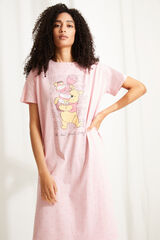 Womensecret Camisa de dormir midi de manga curta Winnie the Pooh de algodão em rosa rosa