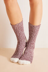 Women'secret Calcetines medios textura rojo beige