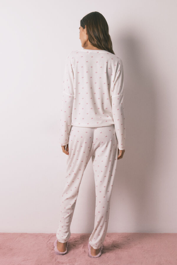 Women'secret Pijama comprido de malha waffle branco