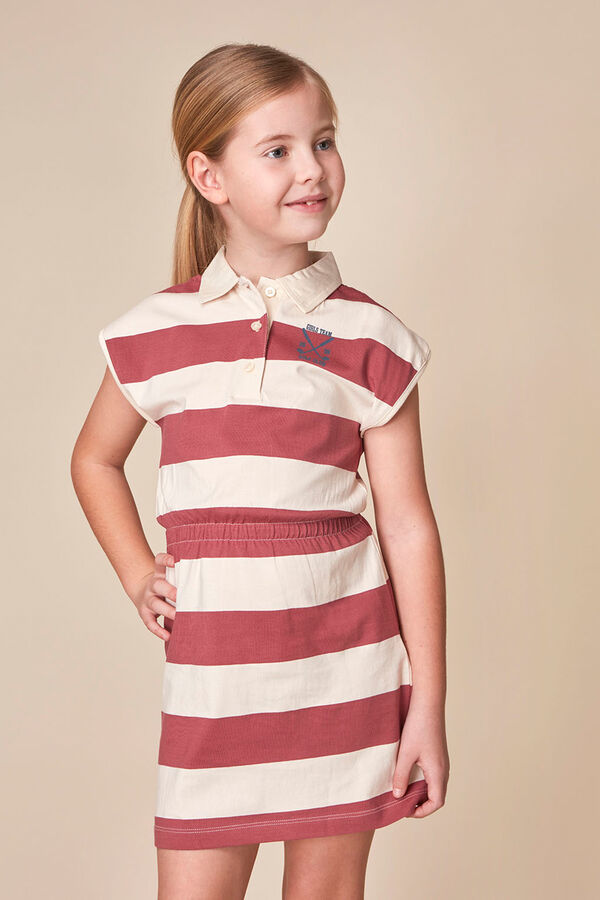 Gocco Vestido polo de rayas rosa burdeos