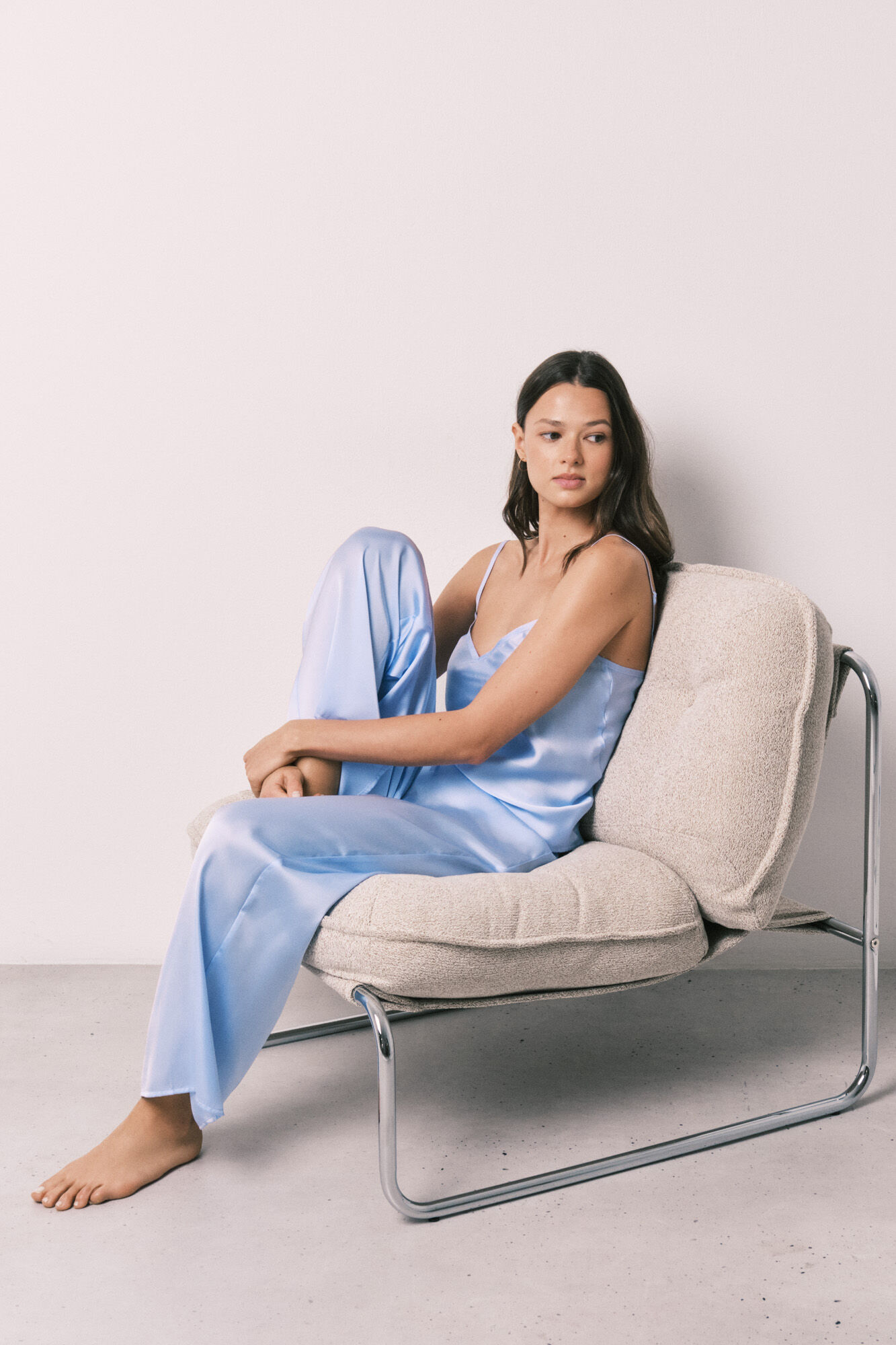 Women'secret Pijama largo sat&eacute;n azul