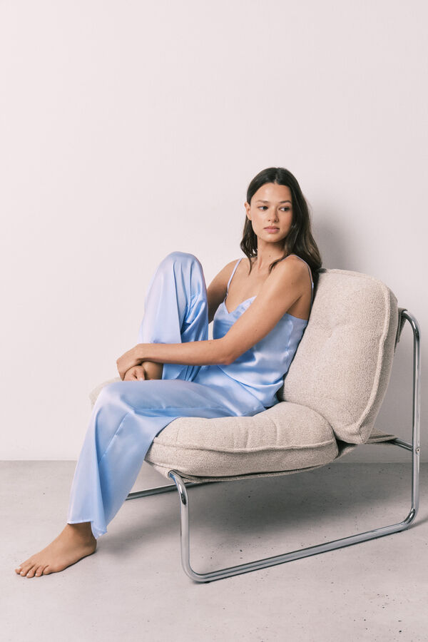 Women'secret Pijama largo sat&eacute;n azul azul