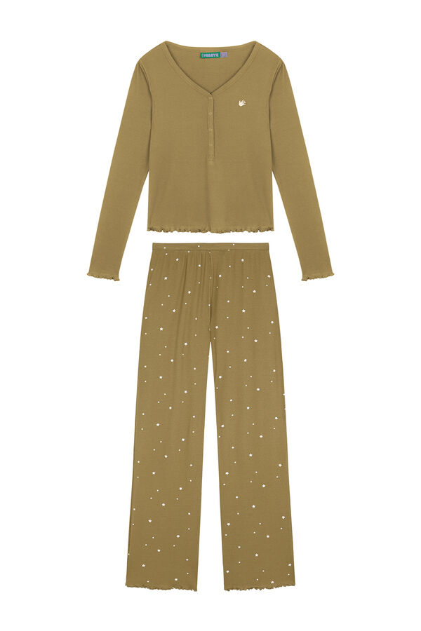 HI&BYE Pijama longo c&aacute;qui bege