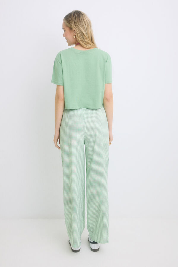 HI&BYE Pijama 100% algod&oacute;n cuadro vichy verde verde