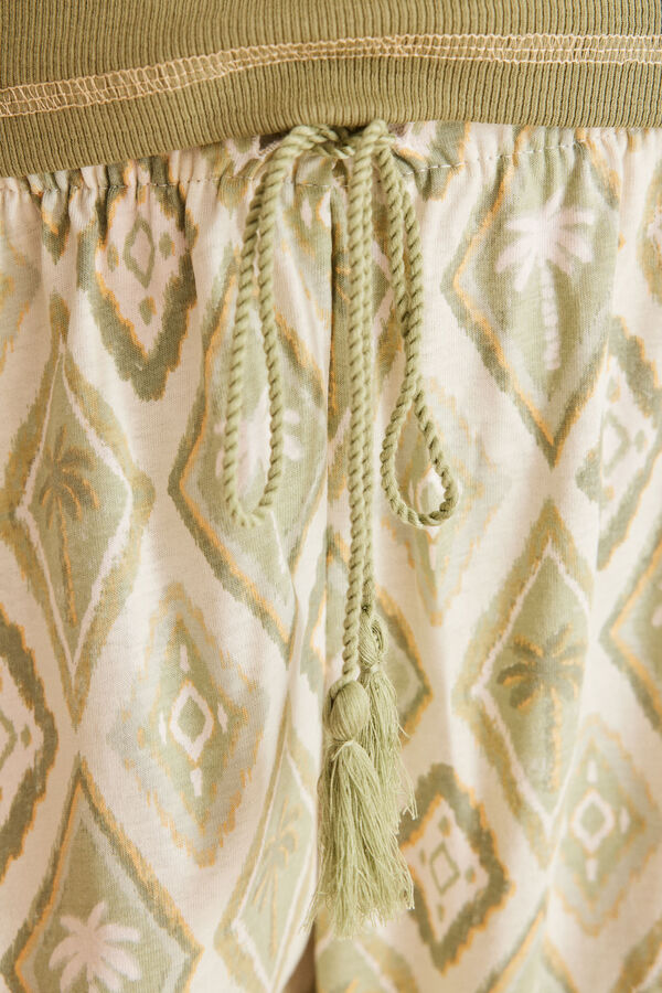 Women'secret Pijama pantalon estampado palmas kaki