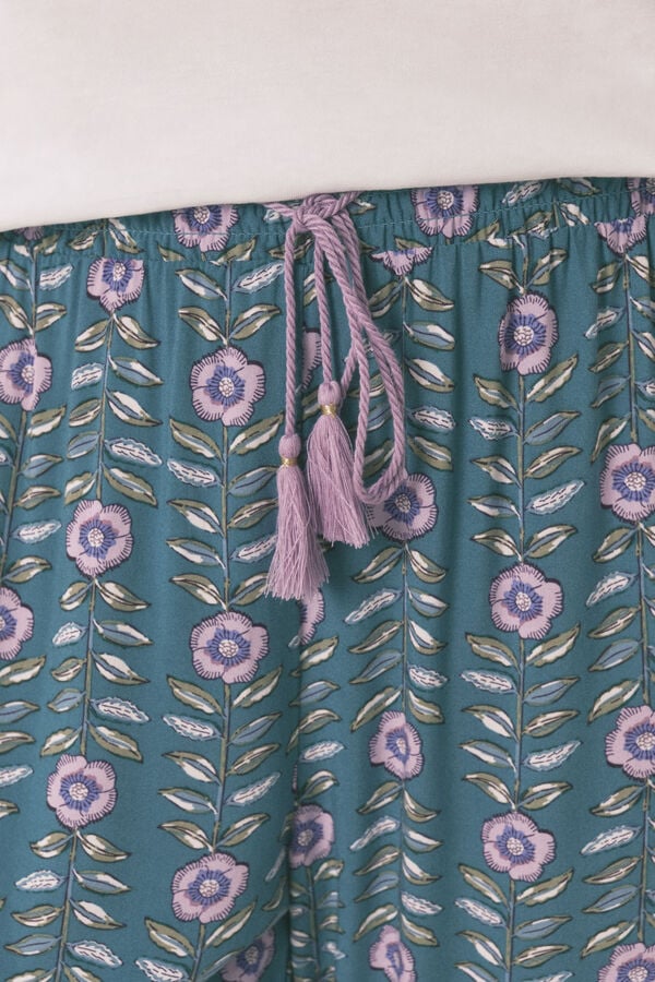 Women'secret Pantal&oacute;n largo viscosa print flores verde
