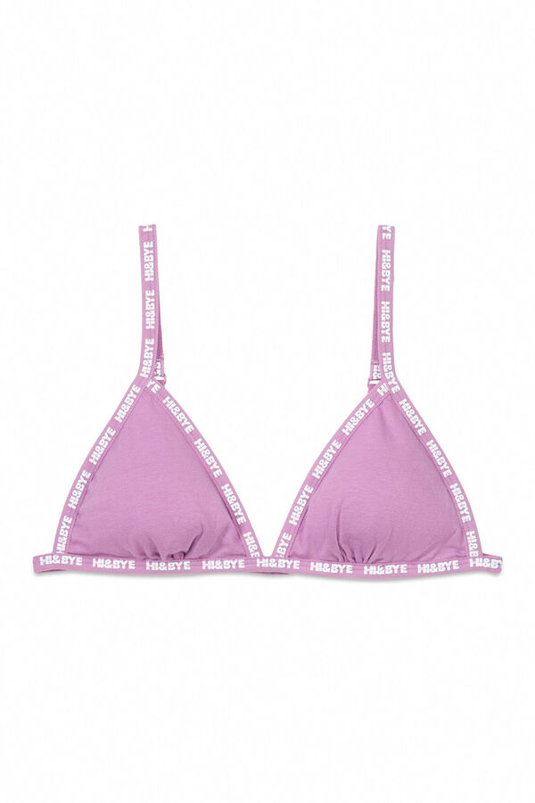 HI&BYE Suti&atilde; triangular de algod&atilde;o lil&aacute;s com copas remov&iacute;veis rosa