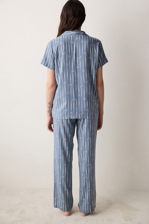 Penti Conjunto de pijama camisero largo gris rayas gris