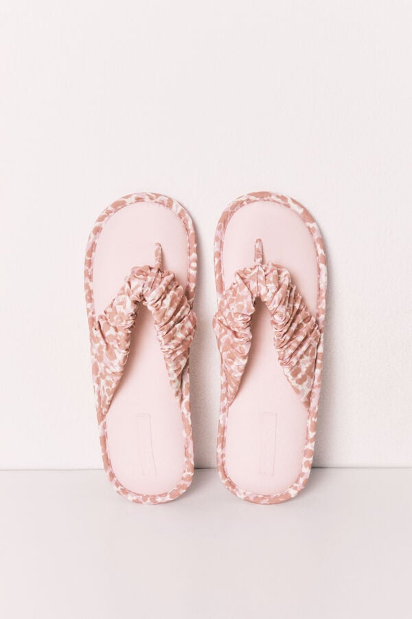 Women'secret Chinelos de quarto com tiras animal print rosa