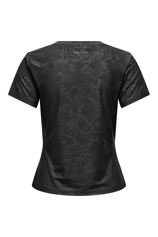 Only Play Camiseta manga curta em tecido com efeito cobra preto
