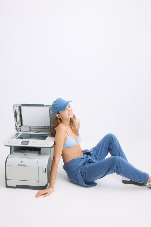 HI&BYE Cal&ccedil;a jogger longa de pel&uacute;cia azul azul