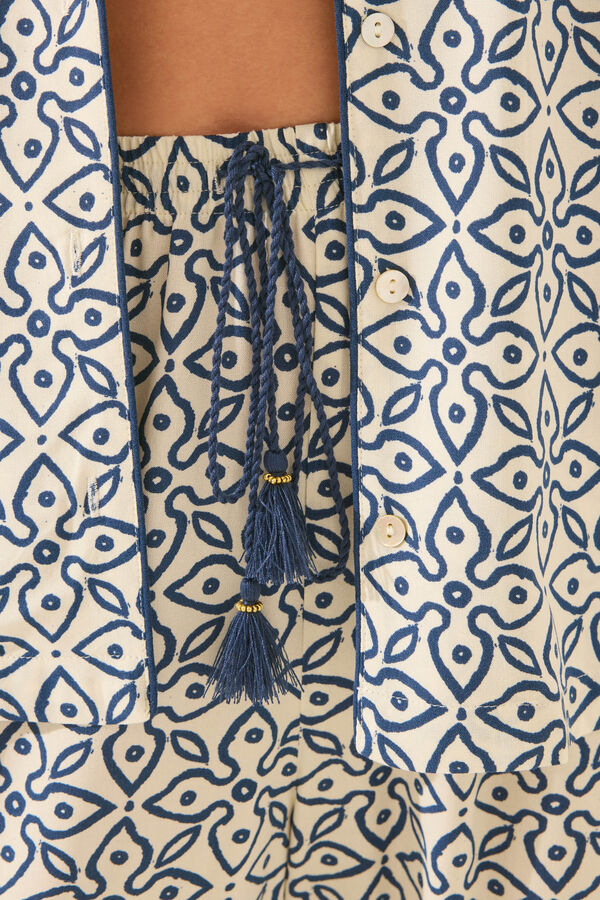 Women'secret Pijama camiseiro estampado com carimbo azul