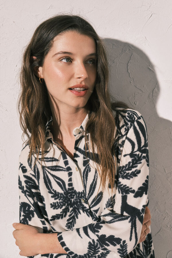 Women'secret Conjunto de camisa e cal&ccedil;&otilde;es estampados preto