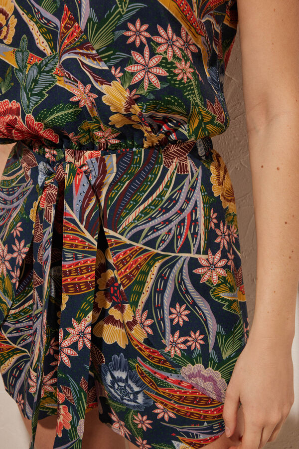 Women'secret Macac&atilde;o curto estampado tropical azul