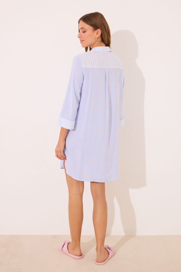 Women'secret Camisola curta de viscose riscas azul