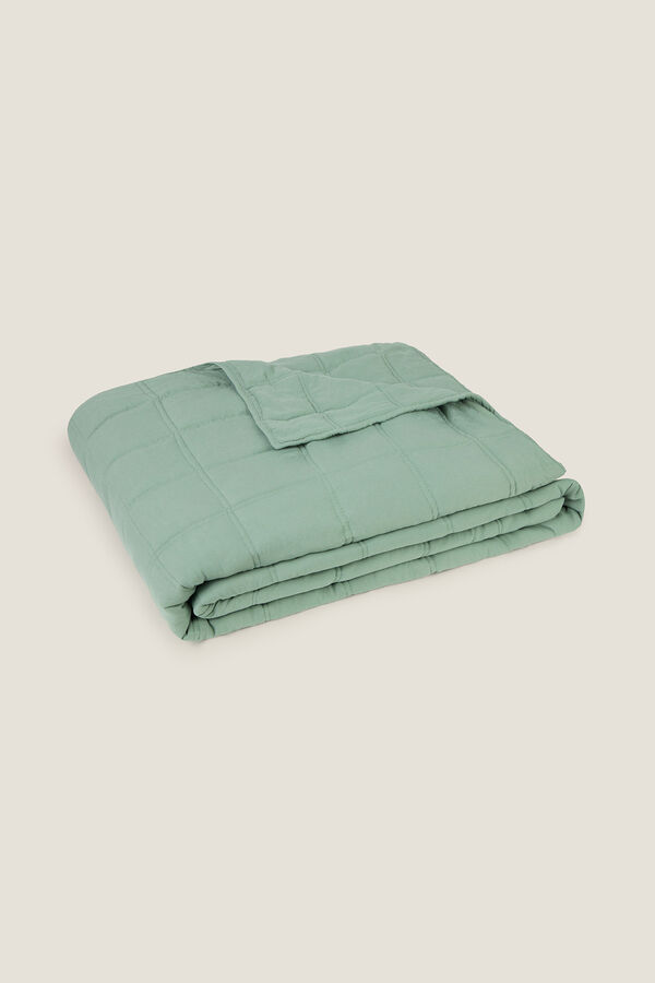 Textura Colcha microfibra cuadros verde