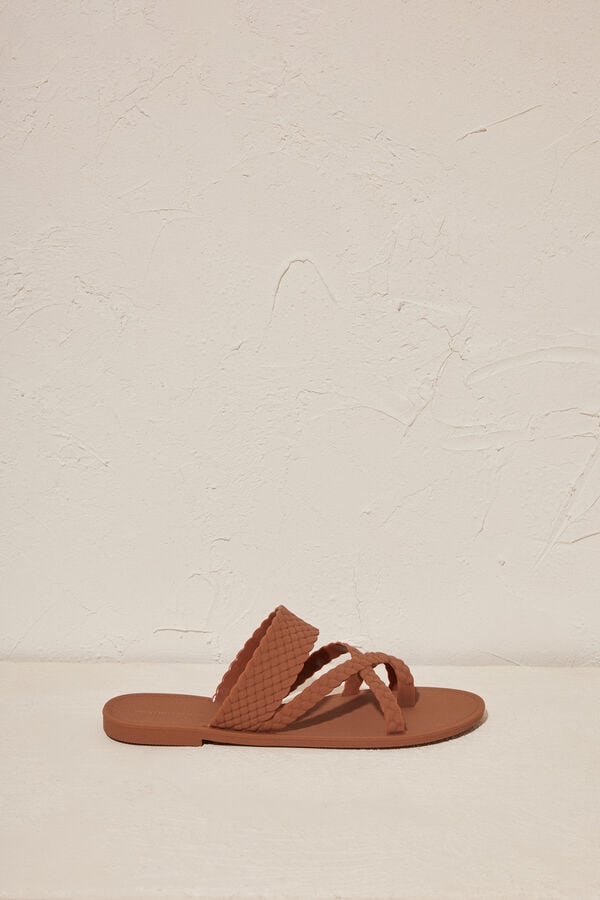 Women'secret Sandalias marrones 100% mojables marr&oacute;n