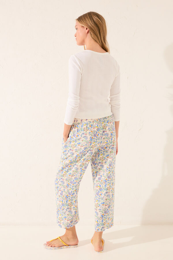 Women'secret Pantalón Capri viscosa flores multicolor estampado