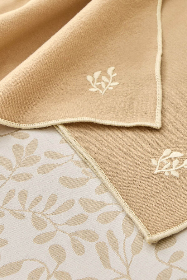 Textura Toalha de mesa em jacquard resistente a manchas bege