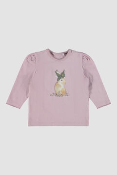 Womensecret Camiseta bebé niña manga abullonada  morado/lila