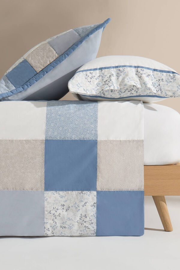 Textura Funda n&oacute;rdica patchwork algod&oacute;n. Cama 105-110cm. azul