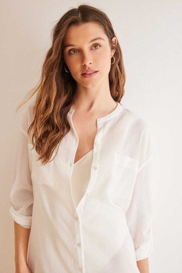 Women'secret Camisola playa 100% algod&oacute;n blanco estampado