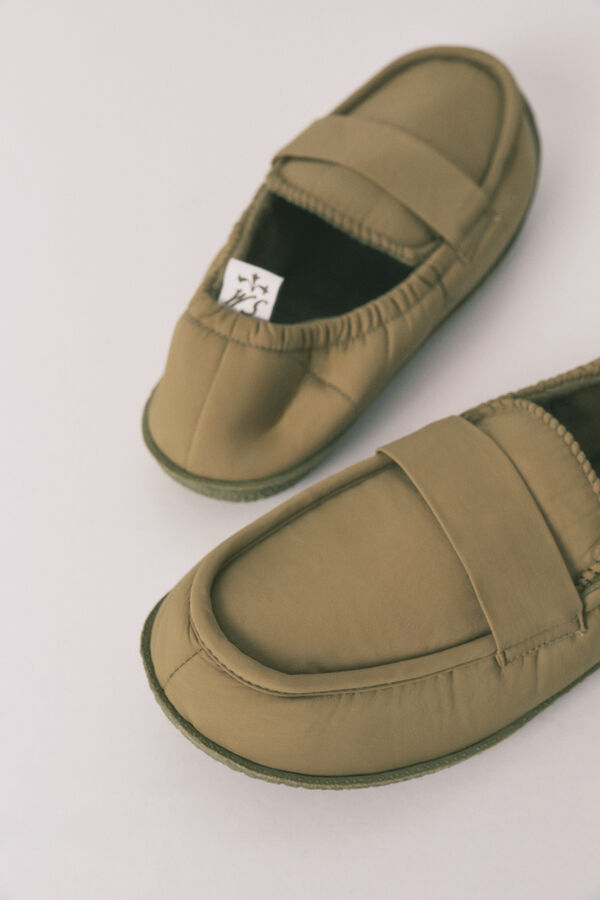 Women'secret Chinelos de quarto mocassim verde caqui