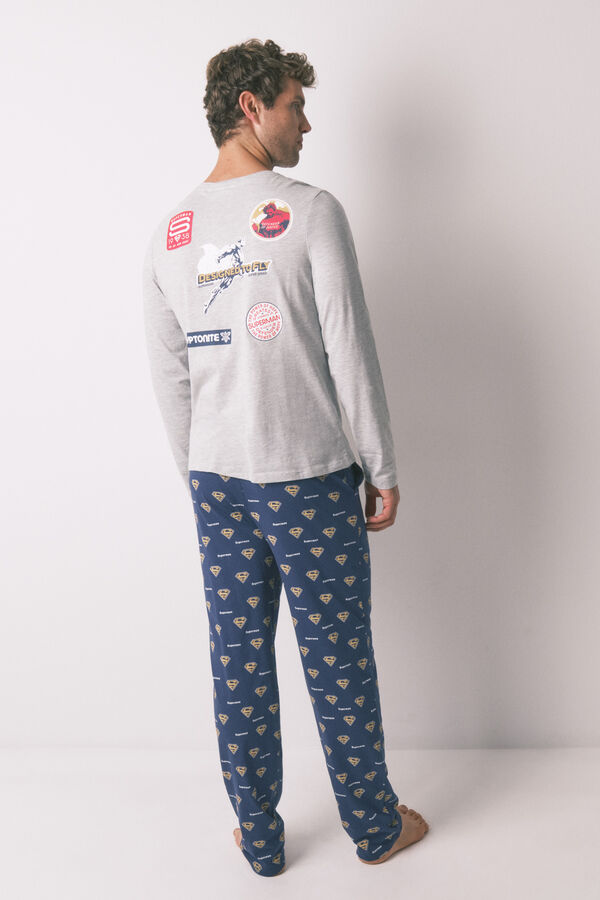 Women'secret Pijama largo 100% algod&oacute;n Superman gris  gris