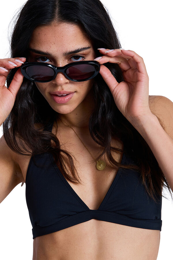 Roxy Top de biqu&iacute;ni triangular halter liso preto