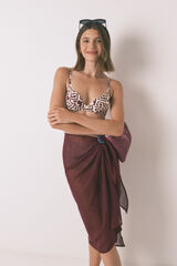 Women'secret Saia p&aacute;reo 100% algod&atilde;o marrom estampado